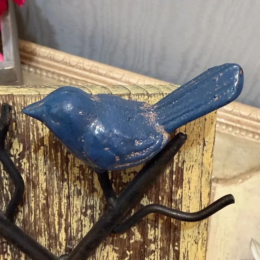 Rustic Wood Mounted Bird on Branch Wall Hook Rustic Farmhouse Cottagecore